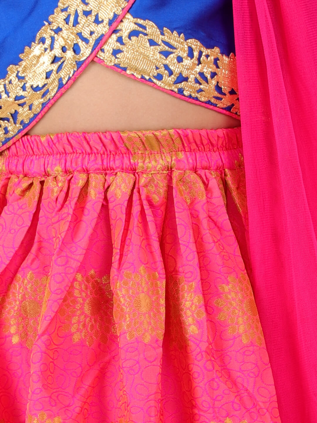 Stunning Jacquard Lehenga with Kimono sleeves - Nimbu Kids