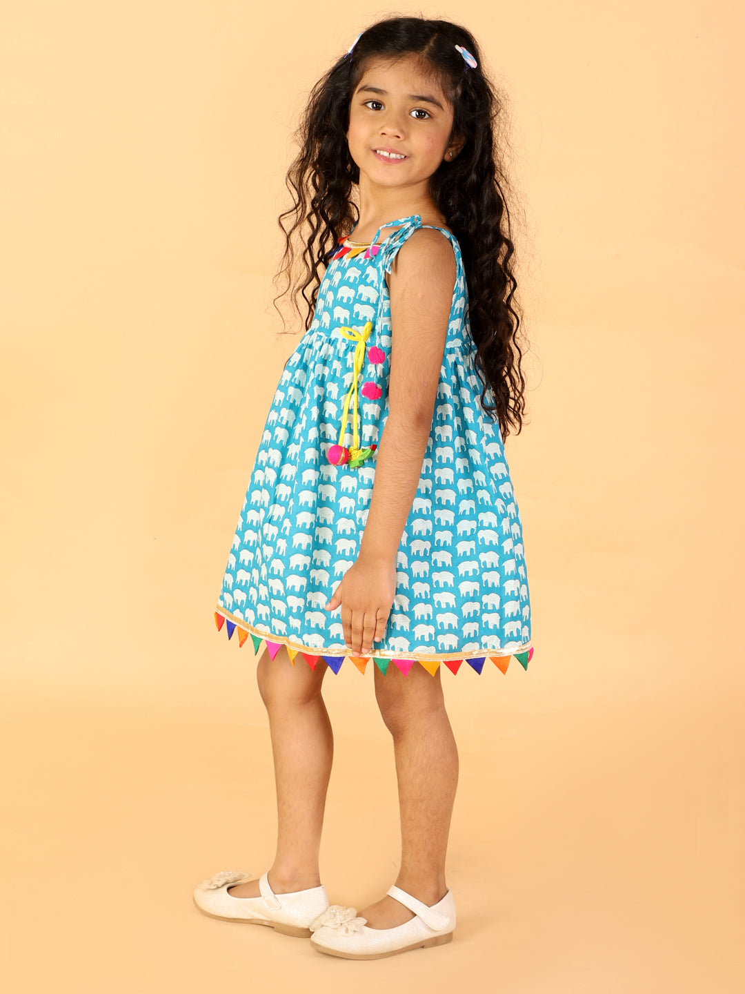 Ellie Frock with Parrot Tassels & Potli Purse - Nimbu Kids
