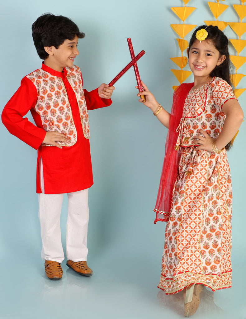 Kali Cotton Kurta Pajama with Stitched Jacket - Nimbu Kids