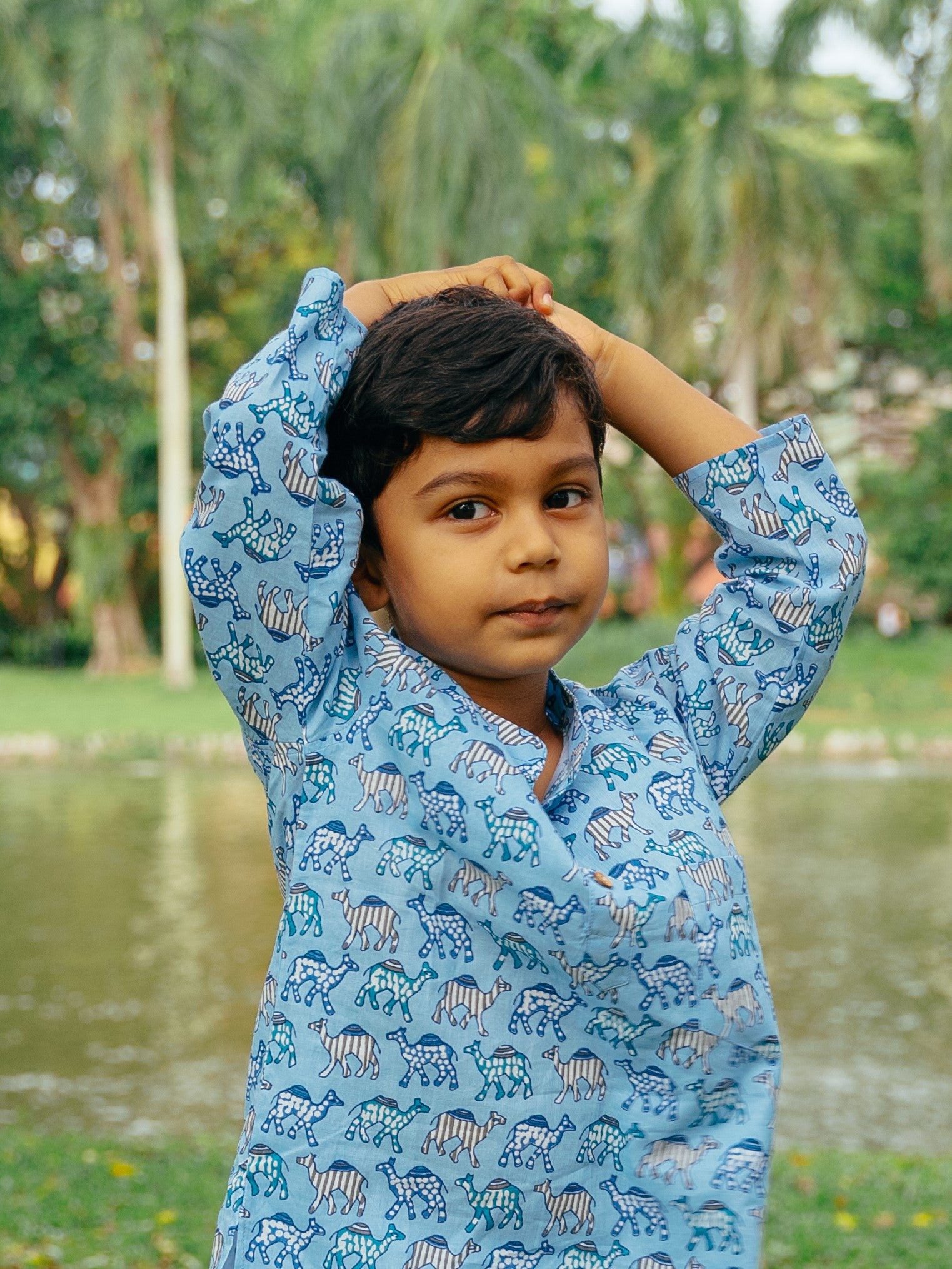 Blue Camel Kurta Set - Nimbu Kids