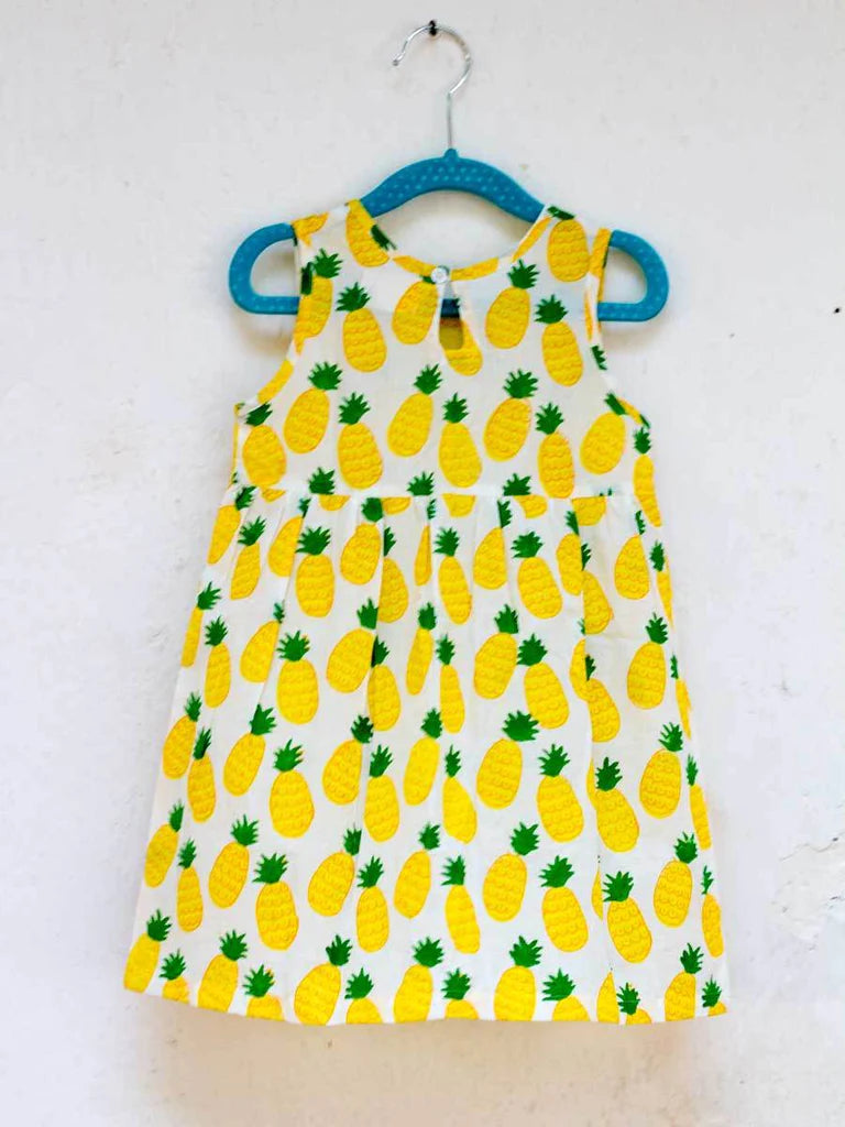 Ananas Everyday Dress with Pocket - Nimbu Kids