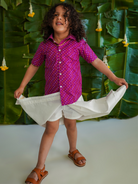 Traditional Bandhani Shirt in Purple - Nimbu Kids