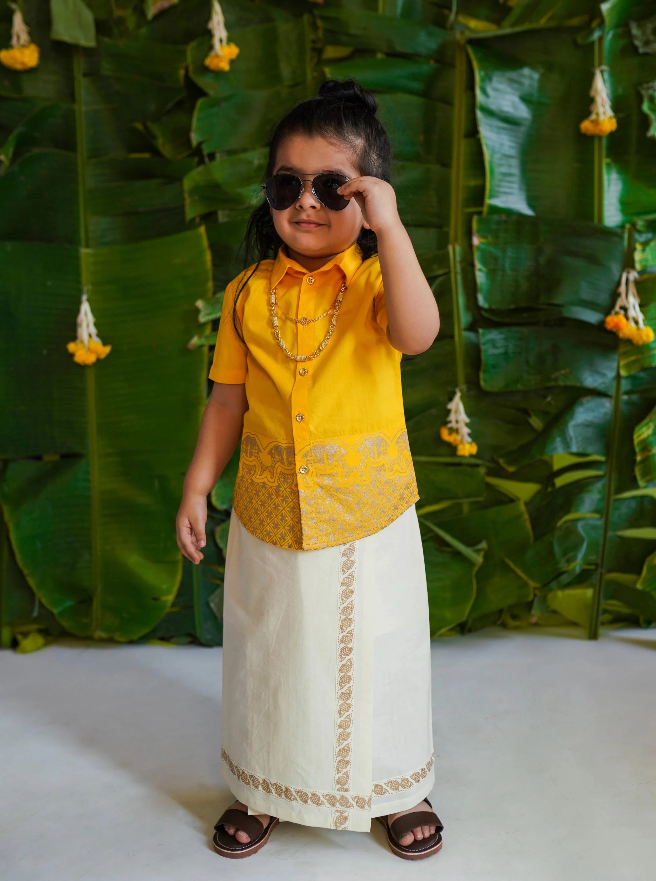 Classic Gold Panel Shirt in Yellow - Nimbu Kids