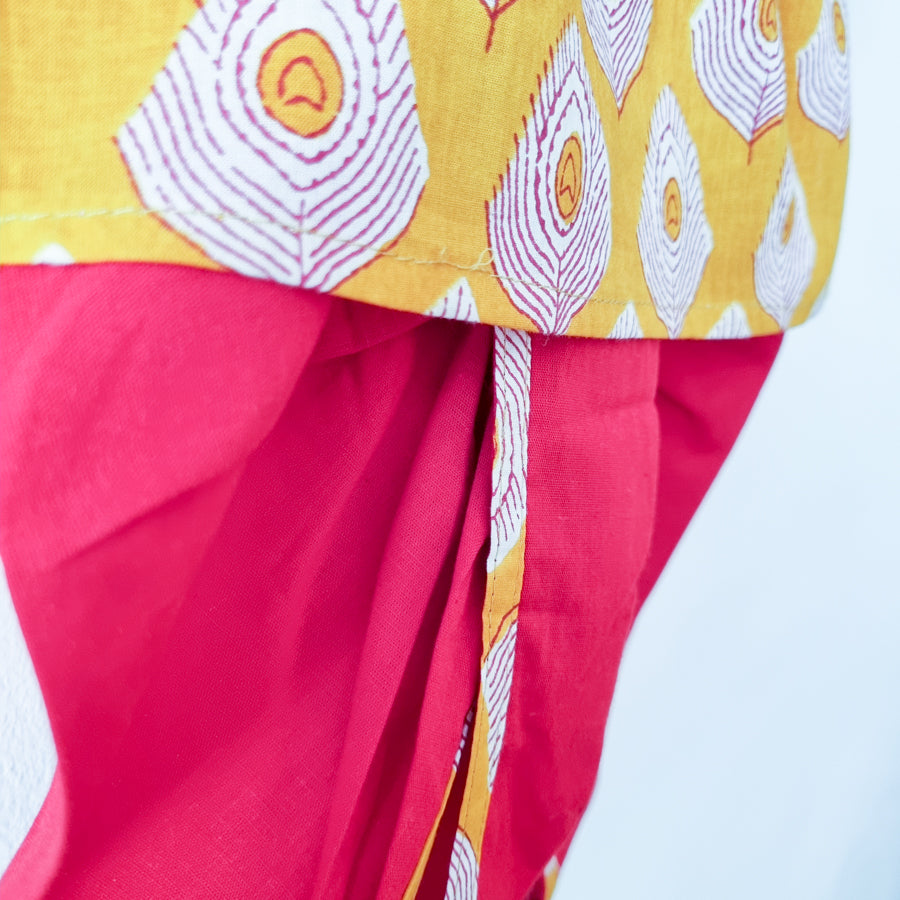 Krishna Style Kurta with Dhoti Pants in Yellow - Nimbu Kids